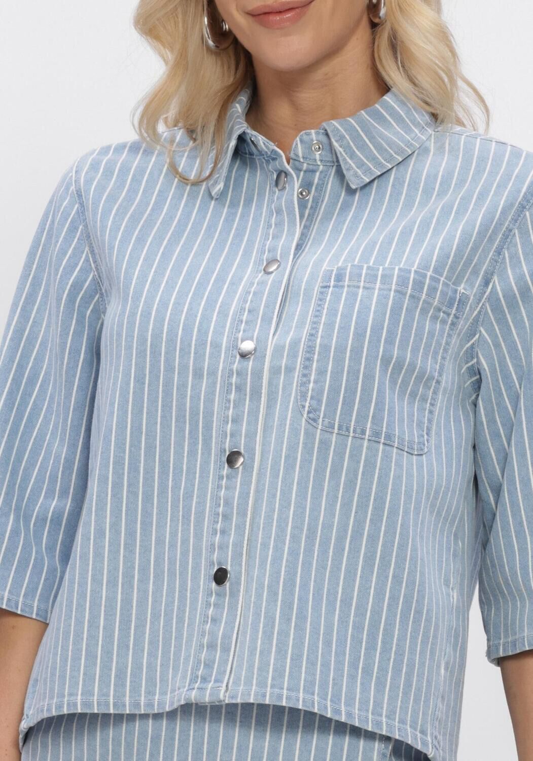 Blauwe OBJECT Blouses OBJSANNI 2/4 RE DENIM SHIRT - large