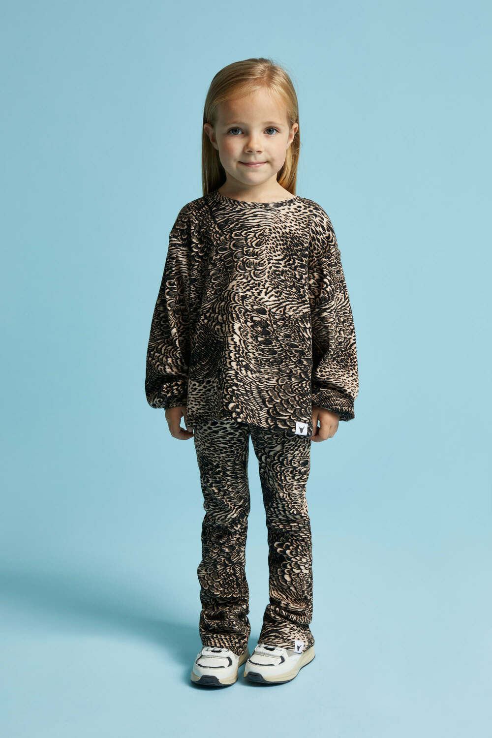 Bruine ALIX MINI Flared broek KNITTED FEATHER ANIMAL FLARED PANTS - large