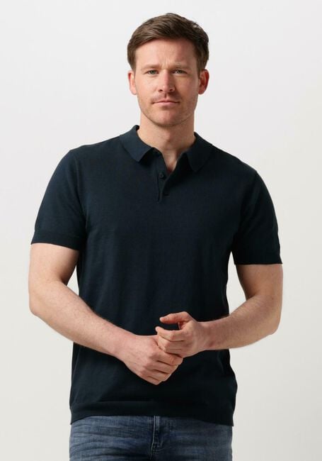 Donkerblauwe PURE PATH Polo KNIT POLO WITH CHESTPRINT - large