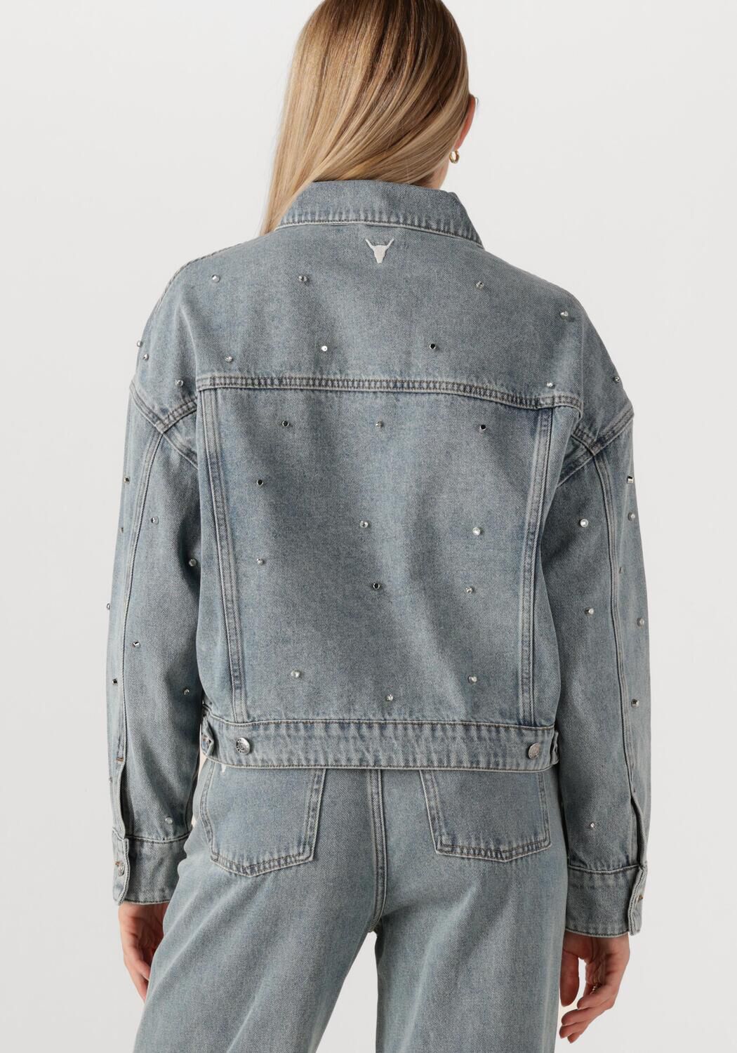 ALIX THE LABEL Dames Jassen Ladies Woven Embellished Denim Jacket Blauw
