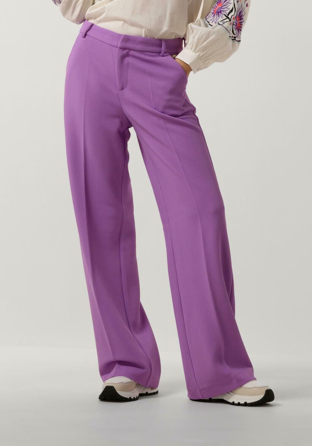 POM AMSTERDAM Dames Broeken Pique Wide Leg Purple Pants Lila