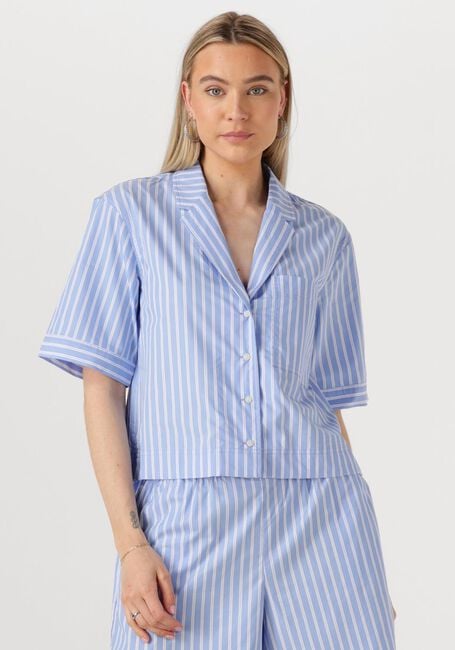 Lichtblauwe ROUGE EDIT Blouses ROUSHONA 2/4 RESORT COLLAR SHIRT - large