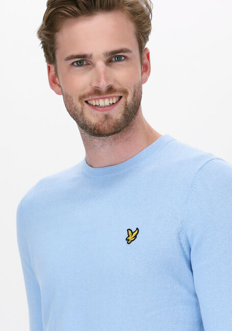 Lichtblauwe LYLE & SCOTT Trui CREW NECK COTTON MERINO JUMPER - large