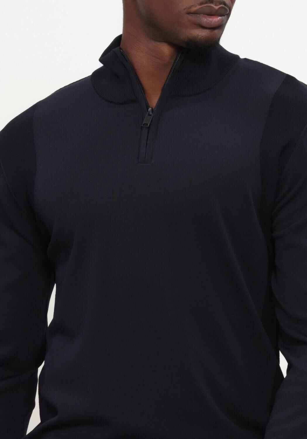 GENTI Heren Truien & Vesten Turtle Zip Ls Donkerblauw