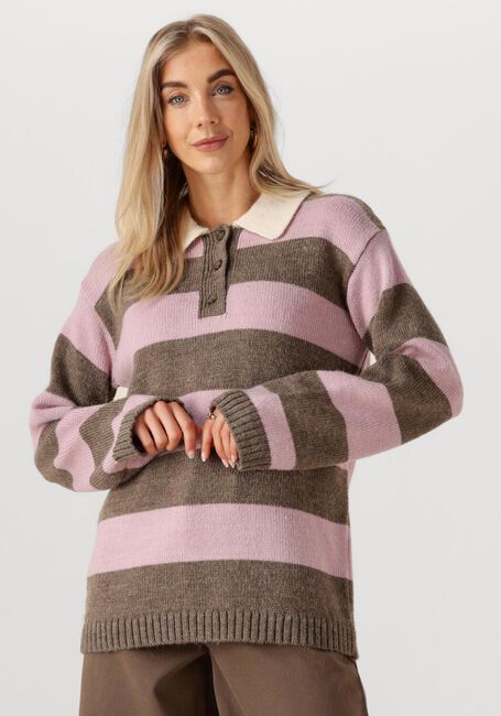 Roze MODSTRÖM Trui PELHAMMD STRIPE POLO - large