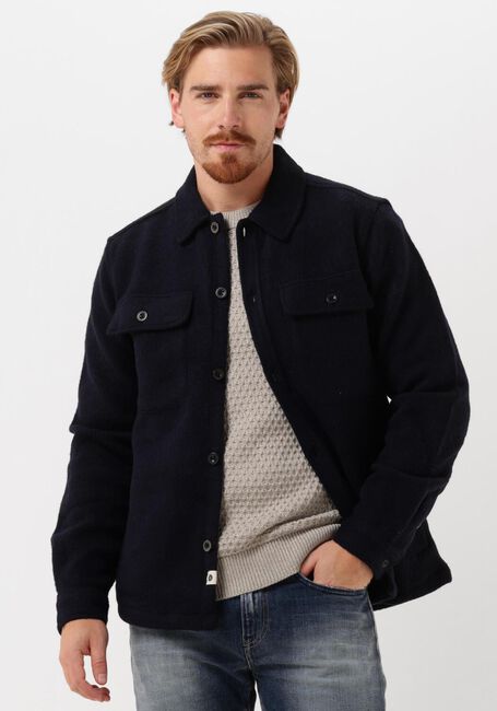 Donkerblauwe ANERKJENDT Overshirt AKLION BOILED WOOL OVERSHIRT - large