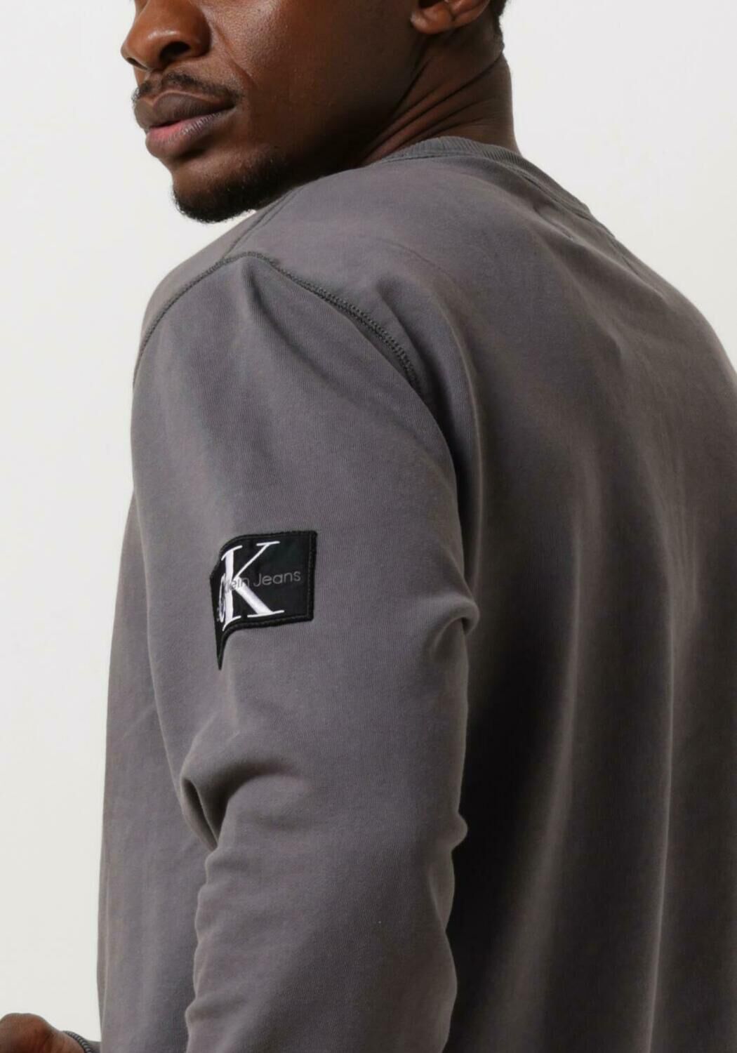 CALVIN KLEIN Heren Truien & Vesten Washed Badge Crew Neck Donkergrijs