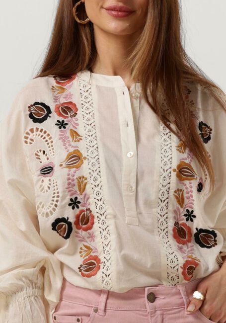 Gebroken wit SUMMUM Blouse BLOUSE FLOWER EMBROIDERY - large