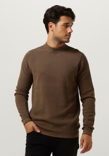 Bruine CAST IRON Trui MOCK NECK COTTON MODAL MOCKNECK - large