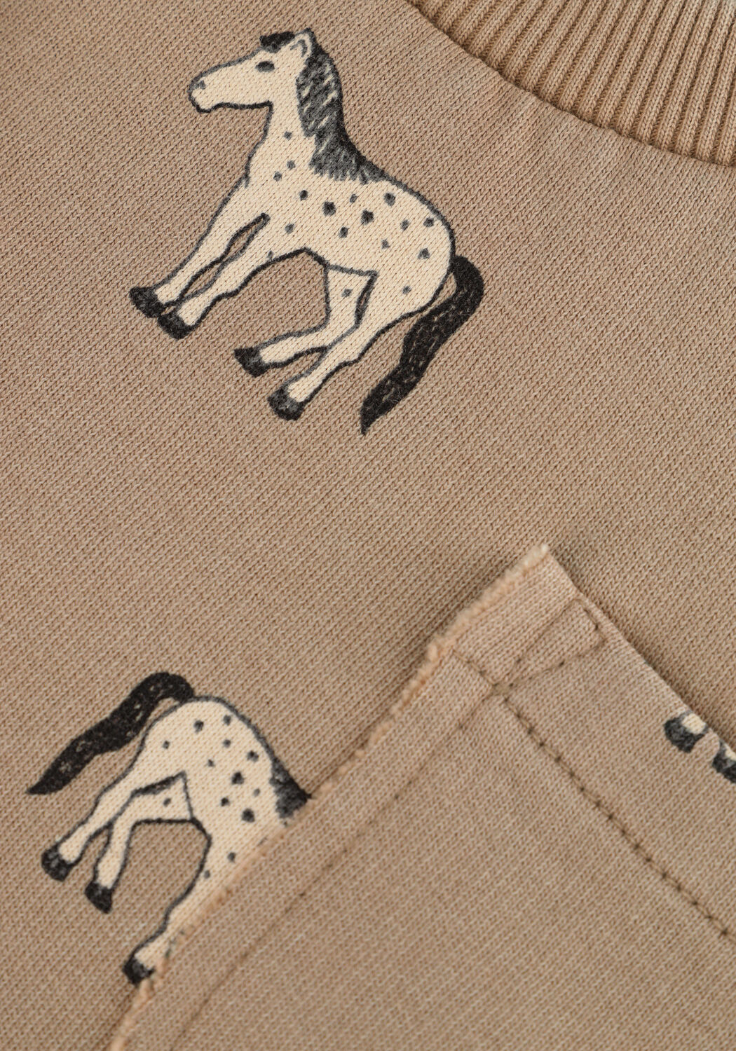 Beige Sproet & Sprout Sweater SWEATSHIRT POCKET HORSES PRINT - large