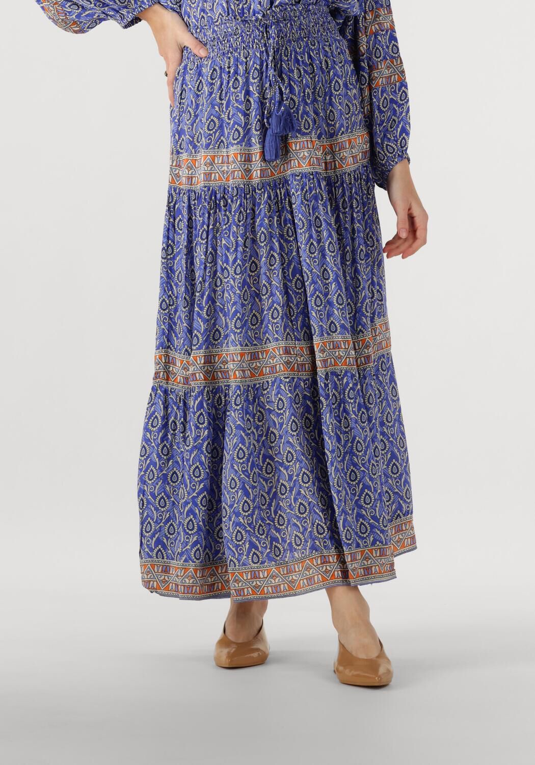 Lollys Laundry Soepelvallende maxi-rok met print Diamond blauw