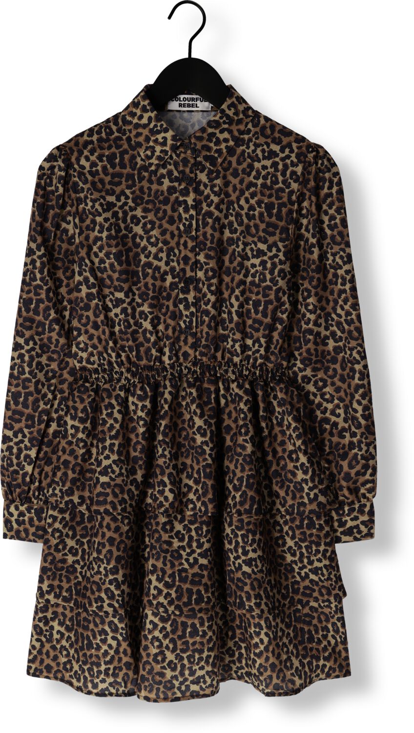 COLOURFUL REBEL Dames Jurken Sacha Leopard Shirt Dress Ls Bruin