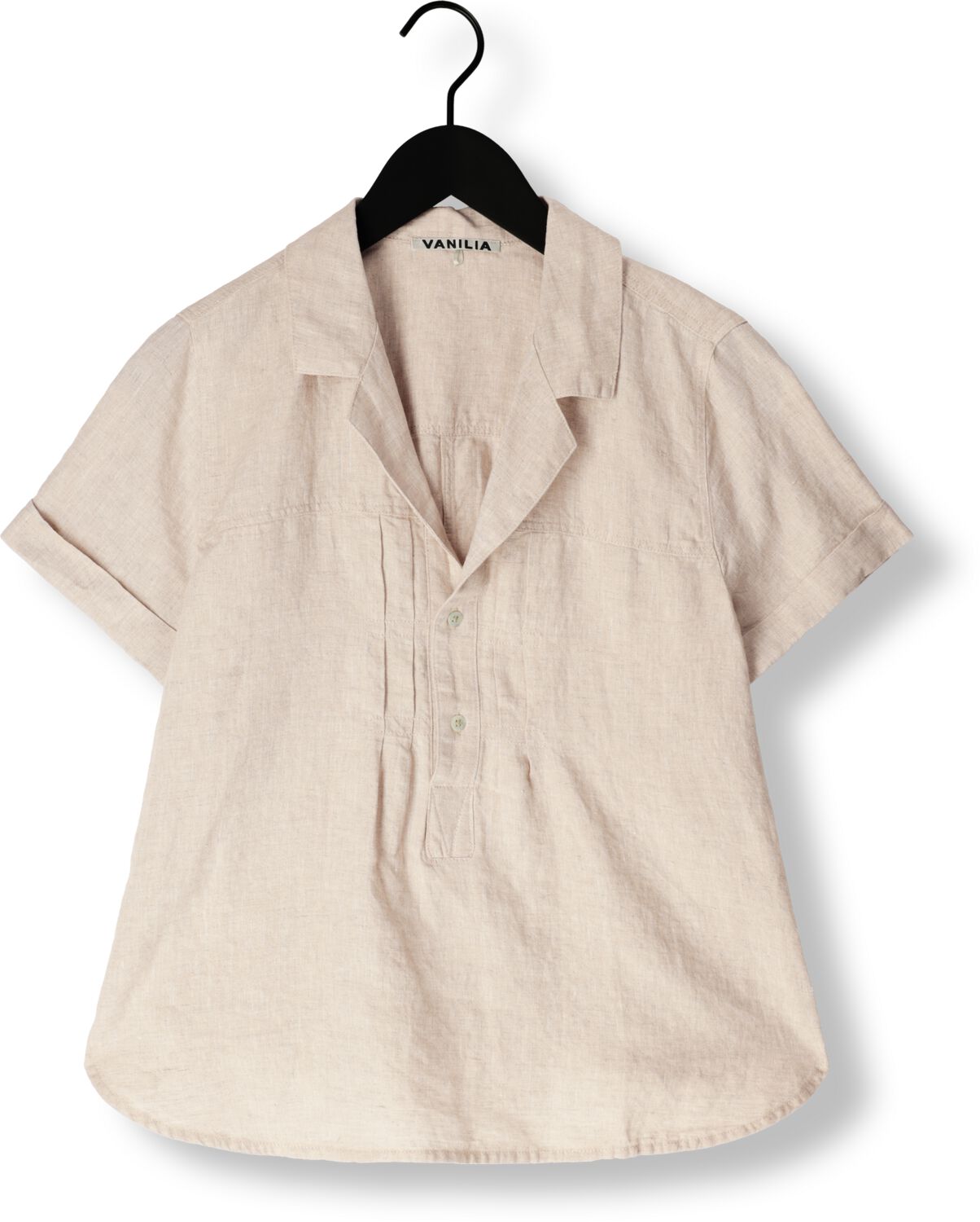 VANILIA Dames Blouses Linen Fitted Top Zand