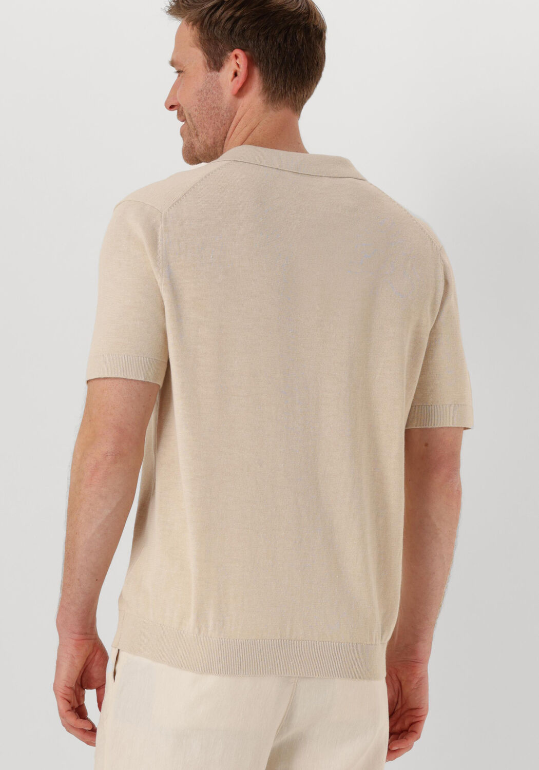 SELECTED HOMME Heren Polo's & T-shirts Slhmattis Ss Knit Sun Open Polo Noos Beige