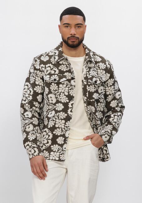 Groene ANERKJENDT Overshirts AKOSCAR FLOWER JACQ OVERSHIRT - large