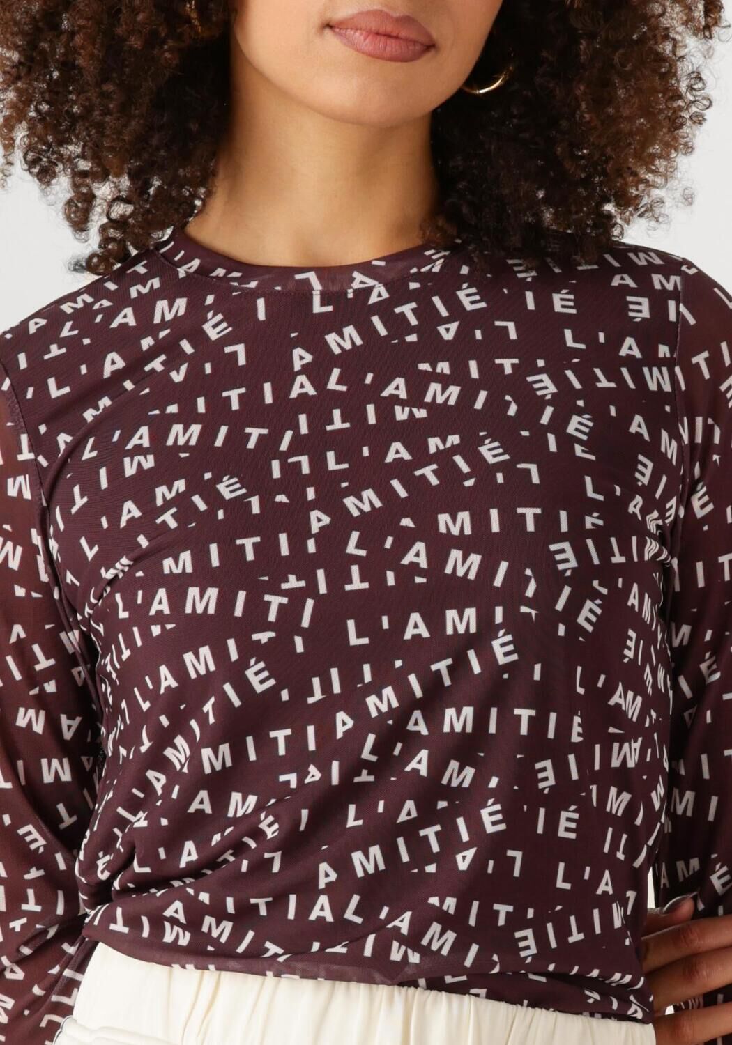 HAUTE L'AMITIÉ Dames Tops & T-shirts L'amitie Mesh Ls O-neck Bordeaux