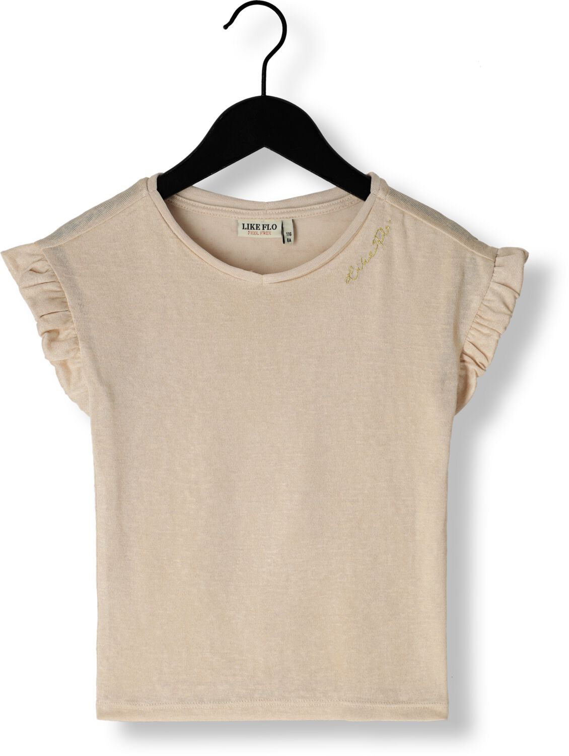 Like Flo T-shirt met ruches champagne Goud Meisjes Viscose Ronde hals Effen 116