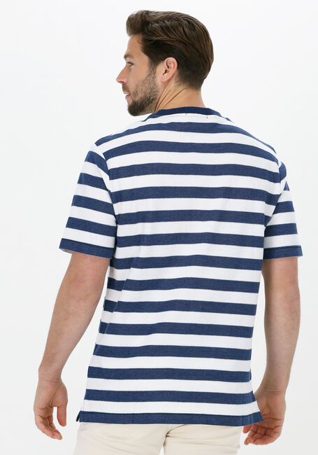 Blauw/wit gestreepte SCOTCH & SODA T-shirt STRUCTURE STRIPED CREWNECK JERSEY T-SHIRT IN ORGANIC COTTON - large