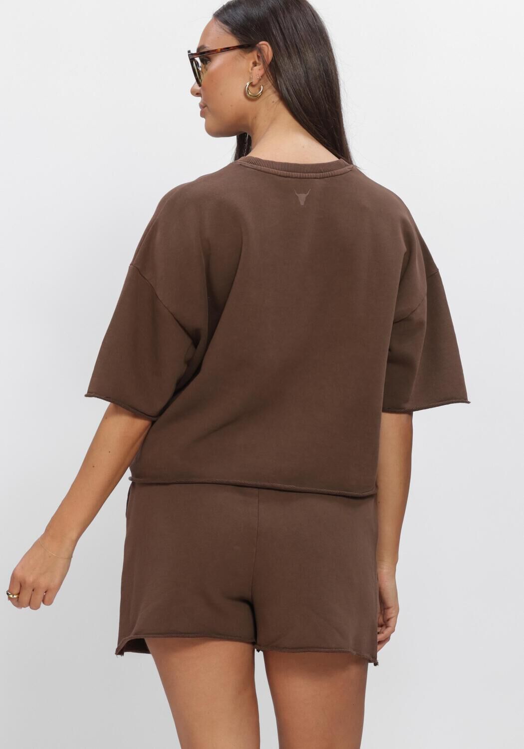 Bruine ALIX THE LABEL T-shirt LADIES KNITTED THE LABEL T SHIRT - large