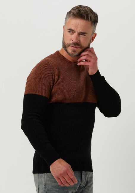 Bruine CAST IRON Trui R-NECK REGULAR FIT CHENILLE COTTON PLATED - large