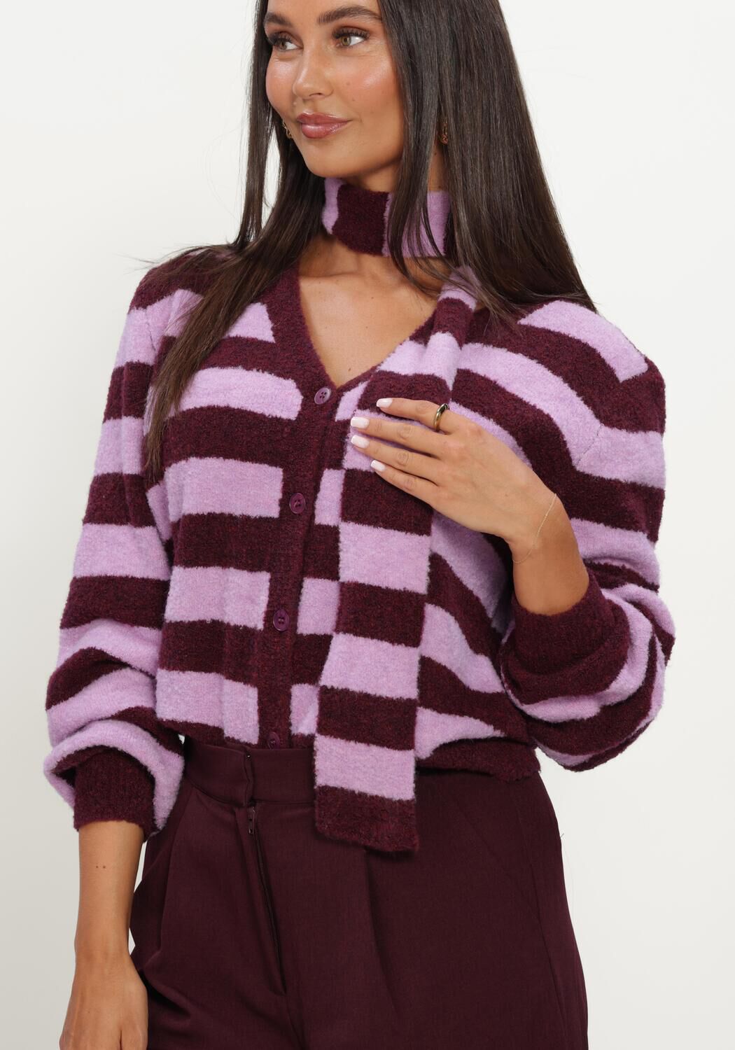 Paarse YDENCE Trui CARDIGAN FELICITY - large