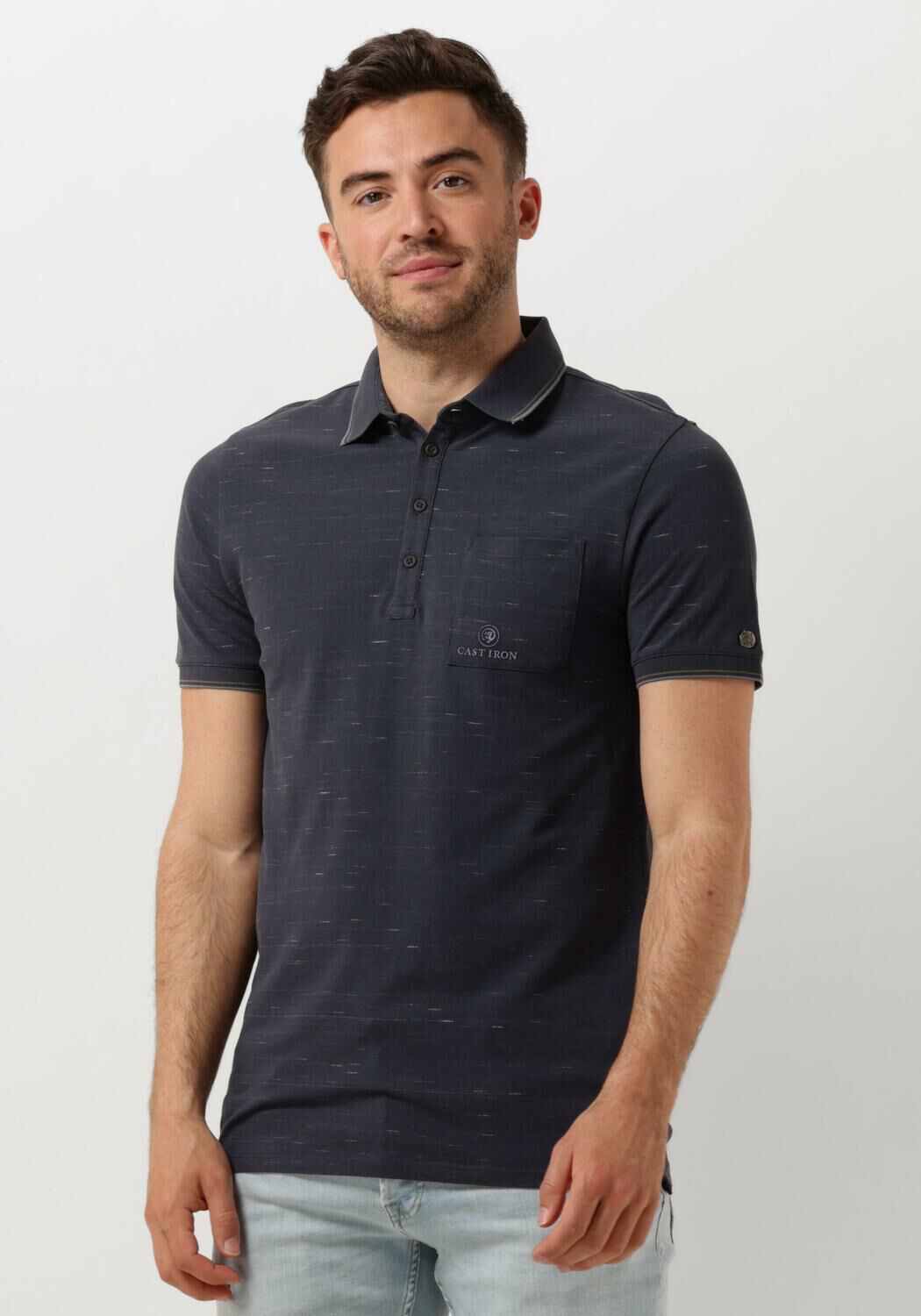CAST IRON Heren Polo's & T-shirts Short Sleeve Polo Injected Cotton Pique Donkerblauw