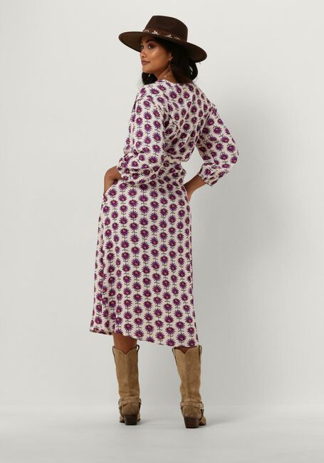 Bruine POM AMSTERDAM Midi jurk STELLA FLOWER ECRU DRESS - large