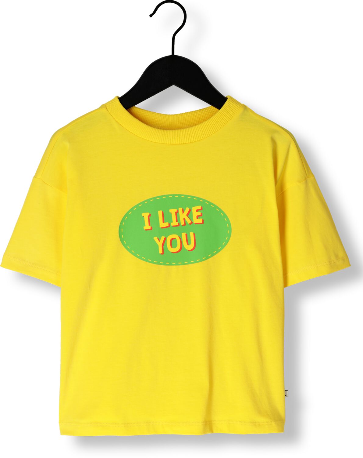 CARLIJNQ Jongens Polo's & T-shirts What I Like T-shirt Oversized With Print Geel