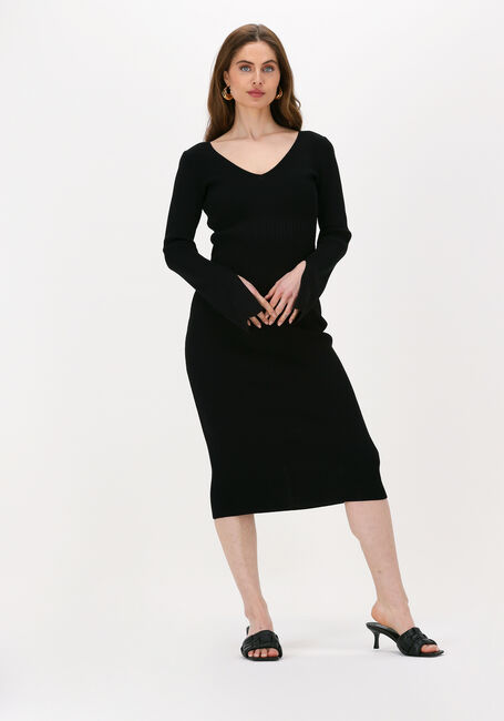 Zwarte NOTES DU NORD Midi jurk CHRISTINE KNITTED DRESS - large