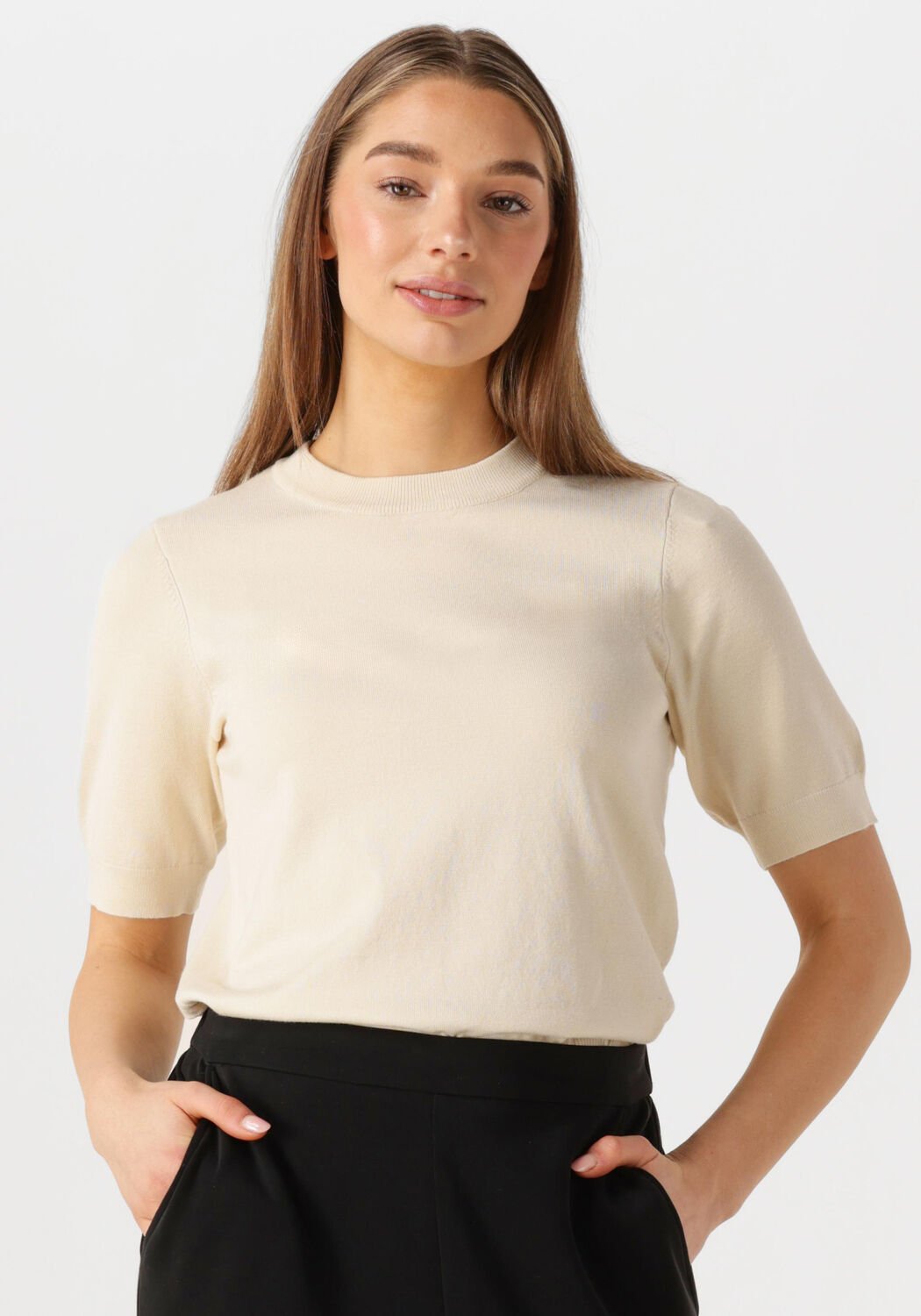 Y.A.S. Dames Truien & Vesten Yaslena Ss Knit Pullover S. Noos Gebroken Wit