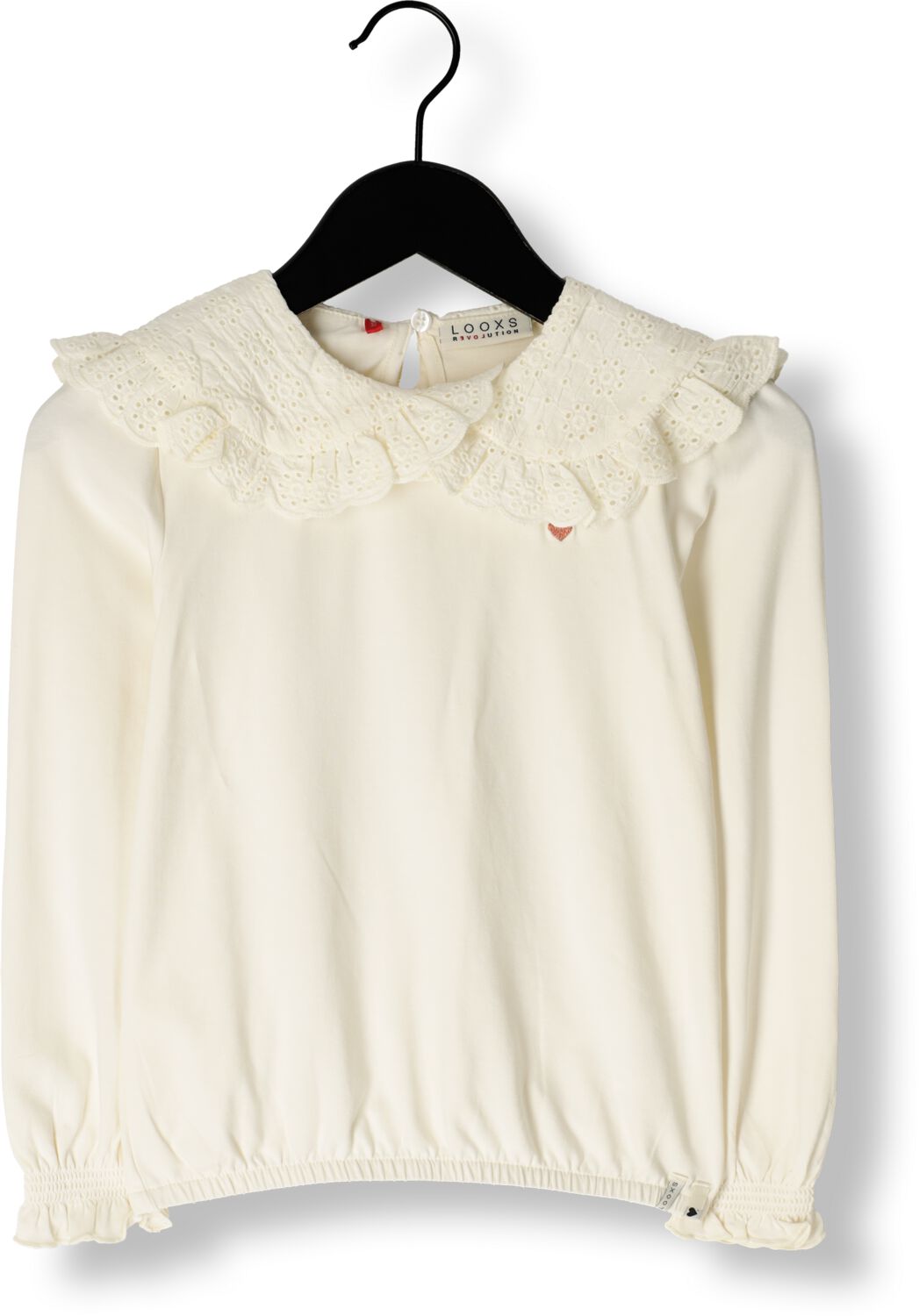 LOOXS little top offwhite Wit Meisjes Stretchkatoen Peter Pan-kraag Effen 116