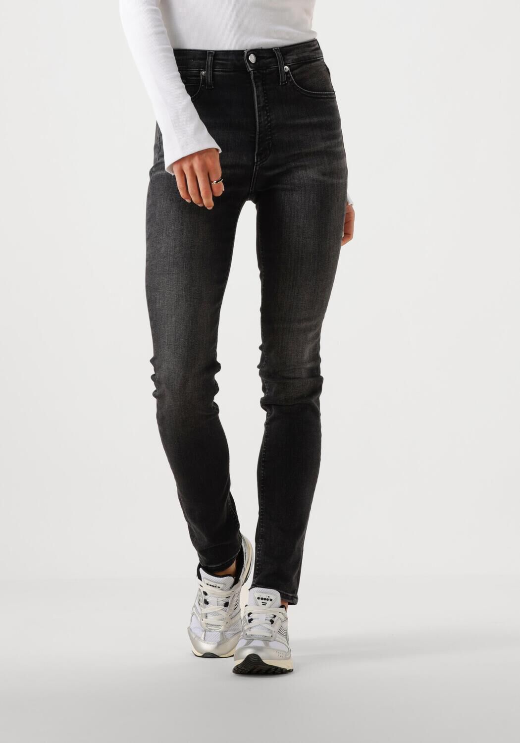 Calvin Klein Skinny fit jeans High rise skinny met muntzakje lichte stone wash-look