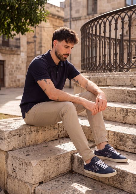 Donkerblauwe PROFUOMO Polo POLO SS BASIS PIQUE - large