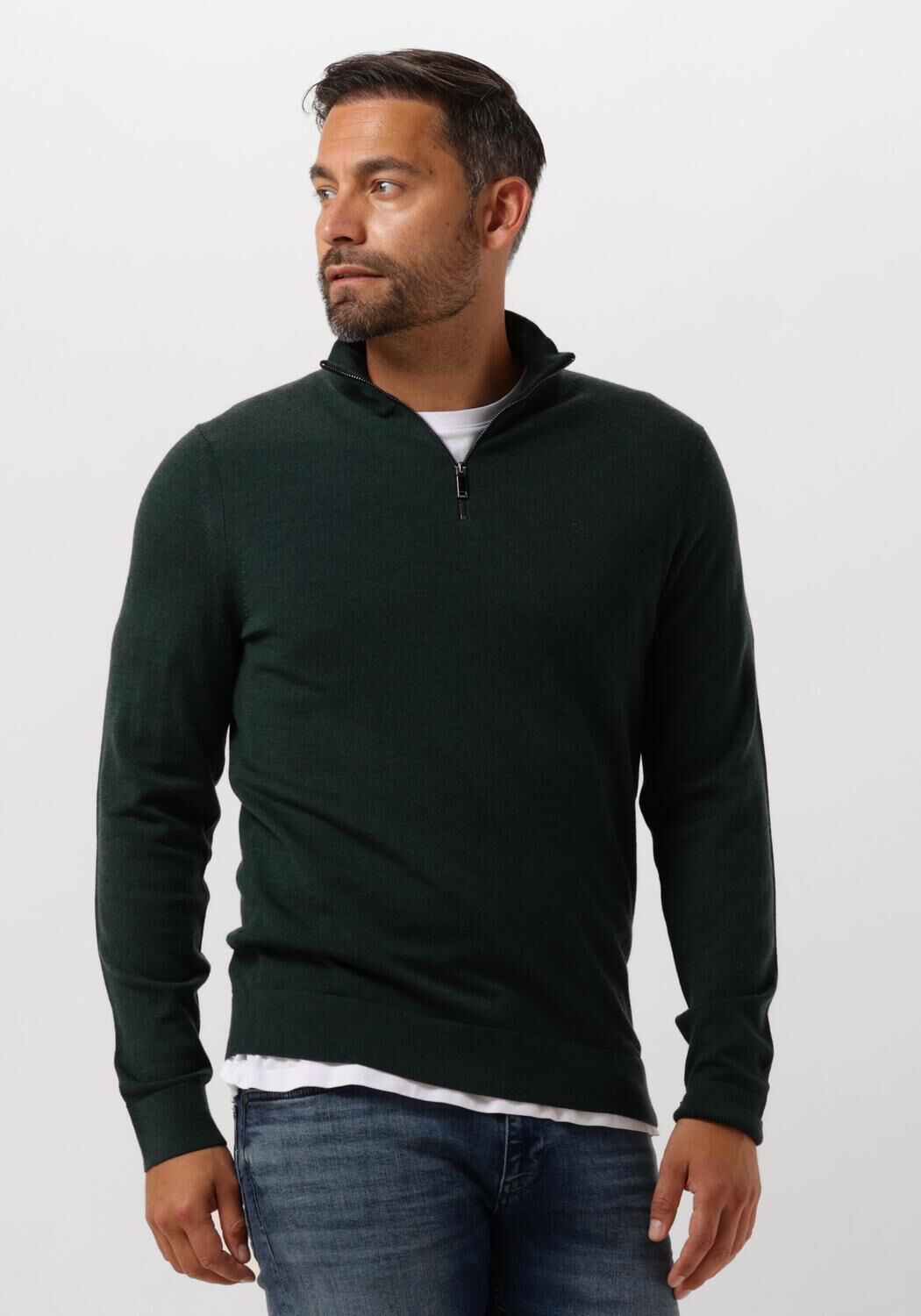 Calvin Klein fijngebreide trui van merinowol en logo Midnight Forest Heather