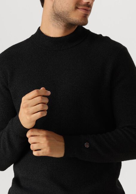 Zwarte CAST IRON Trui MOCK NECK FINE BOUCLE - large