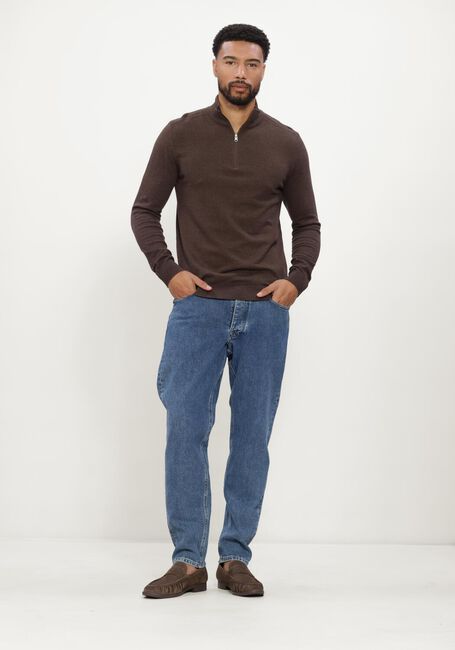 Bruine SELECTED MEN Trui SLHBERG HALF ZIP CARDIGAN NOOS - large