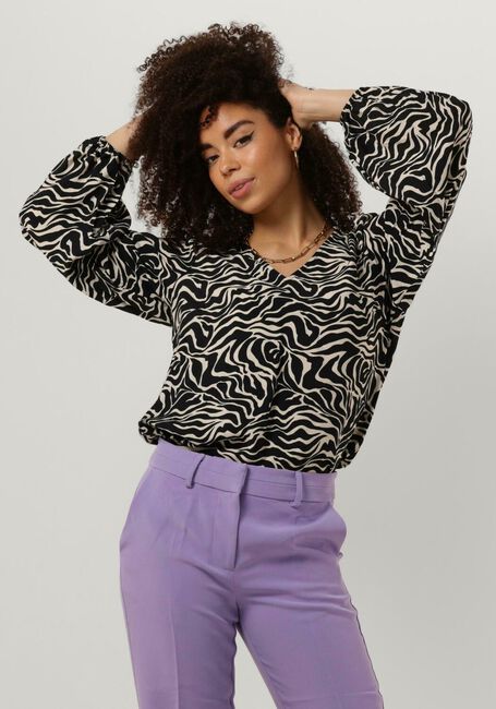 Zwarte OBJECT Blouses OBJLEONORA L/S V-NECK TOP - large