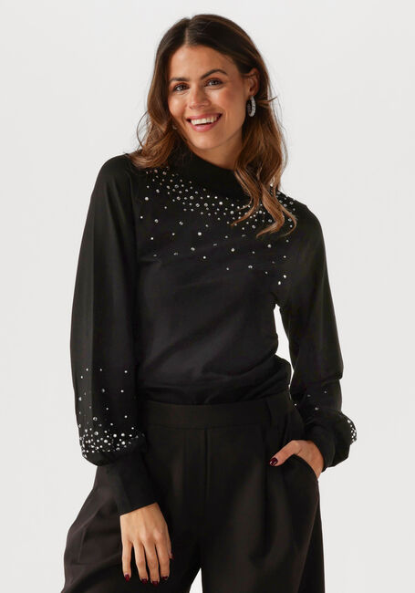 Zwarte JANSEN AMSTERDAM Tops & T-shirts V183 TURTLE RHINESTONES TOP - large