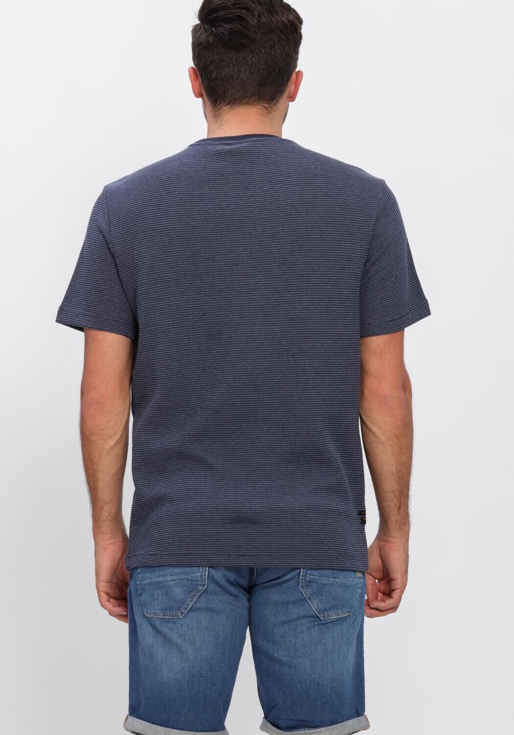 Blauwe PME LEGEND T-shirt TWO TONE TEXTURED STRIPE - large