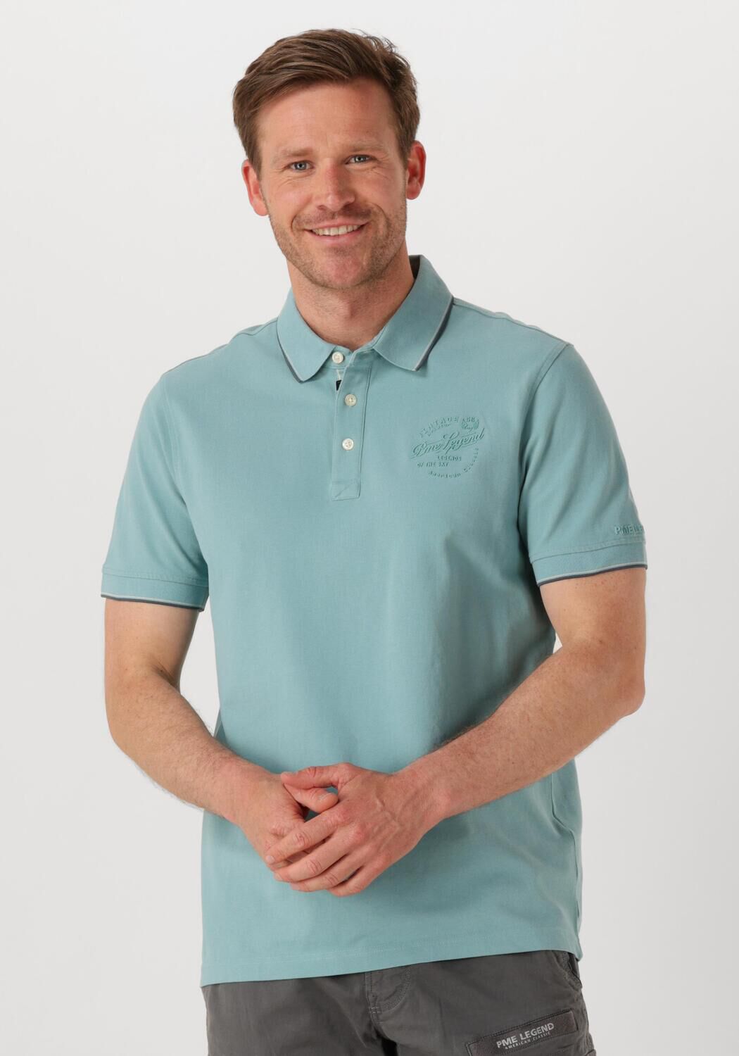 PME LEGEND Heren Polo's & T-shirts Stretch Pique Package Blauw