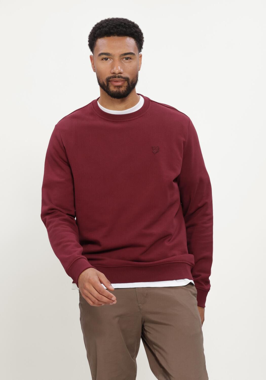 Bordeaux LYLE & SCOTT Trui SUPERFINE CREW NECK SWEATSHIRT - large