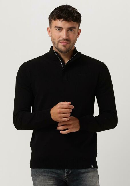 Zwarte PUREWHITE Trui HALF ZIP WITH RIBBED COLLAR - large