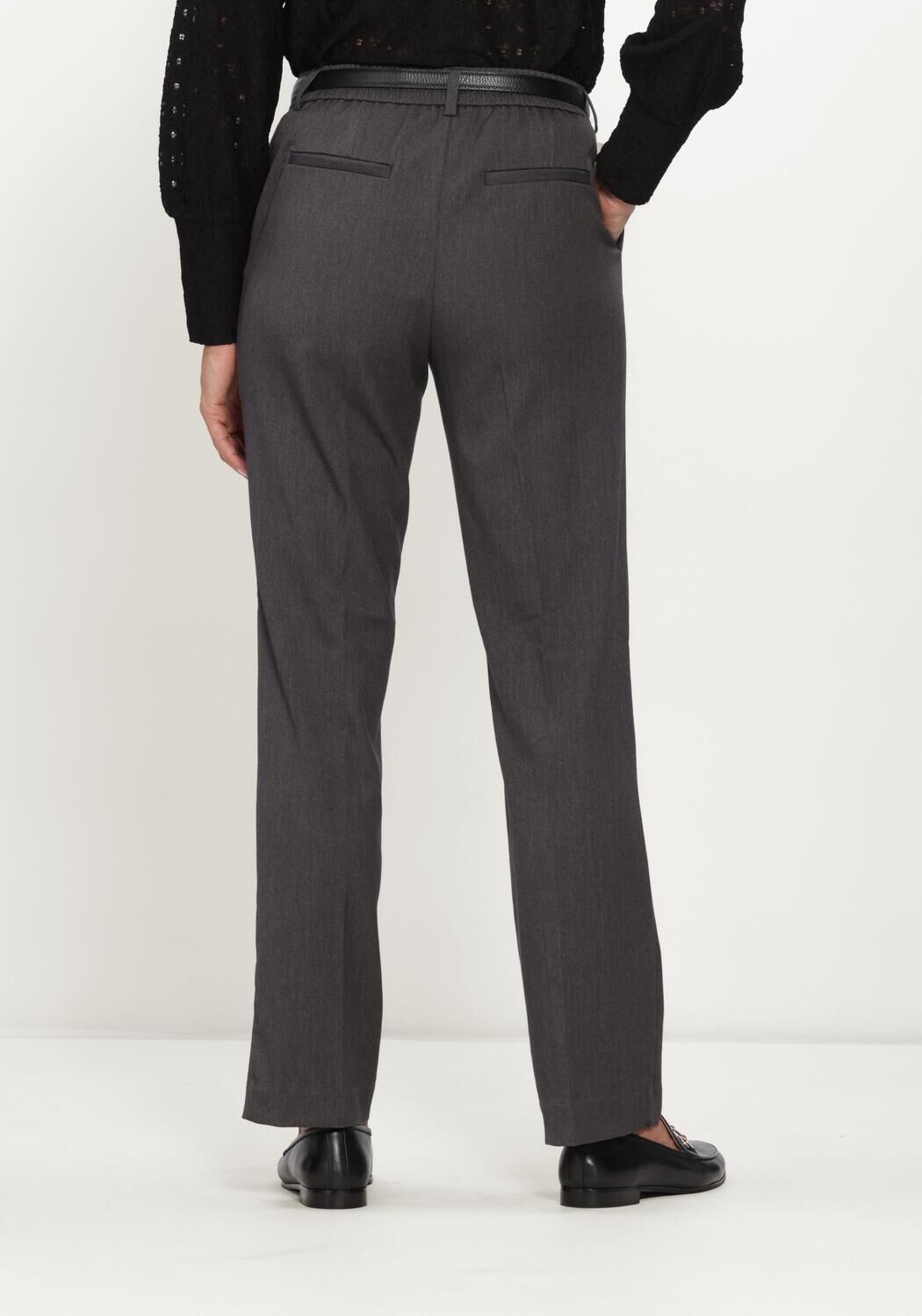 Donkergrijze OBJECT Pantalon OBJLISA MW STRAIGHT PANT NOOS - large