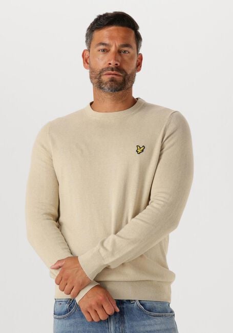 Taupe LYLE & SCOTT Trui COTTON MERINO CREW NECK JUMPER - large
