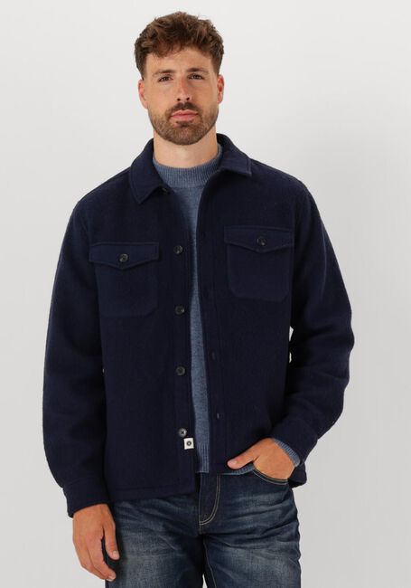 Donkerblauwe ANERKJENDT Overshirt AKOSCAR BOILED WOOL OVERSHIRT - large