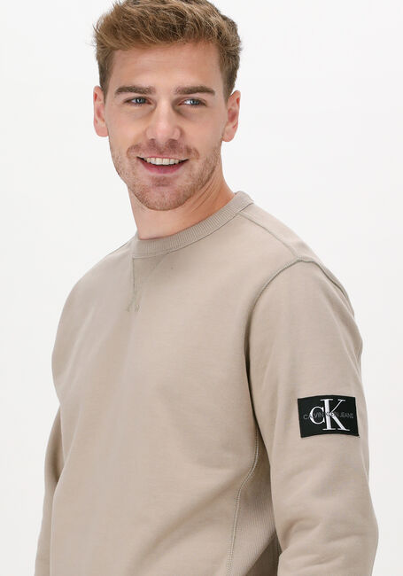Beige CALVIN KLEIN Sweater MONOGRAM SLEEVE BADGE CN - large