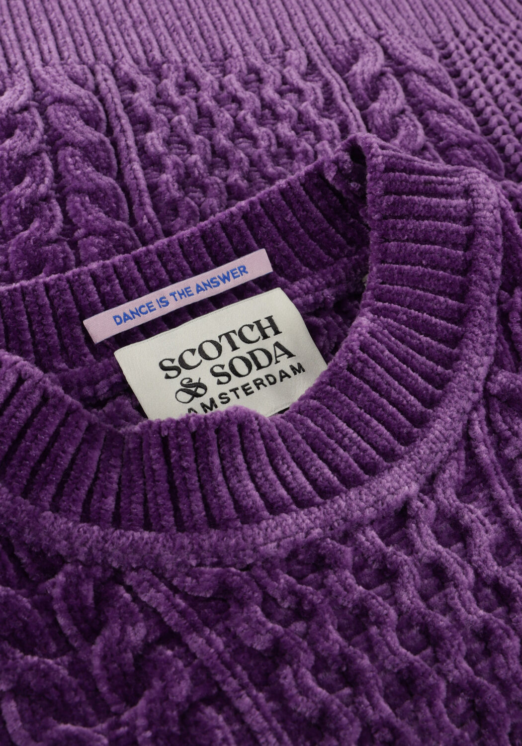 paarse scotch soda trui chenille cable knit pullover