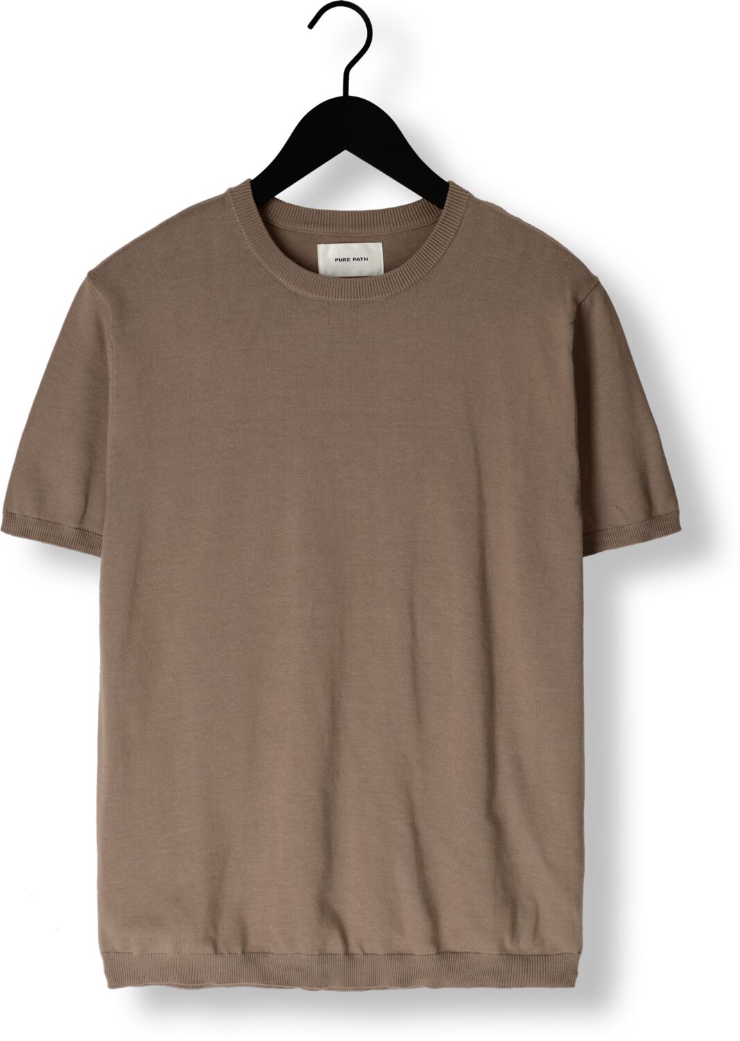 PURE PATH Heren Polo's & T-shirts Knitted Shortsleeve With Chest Print Taupe