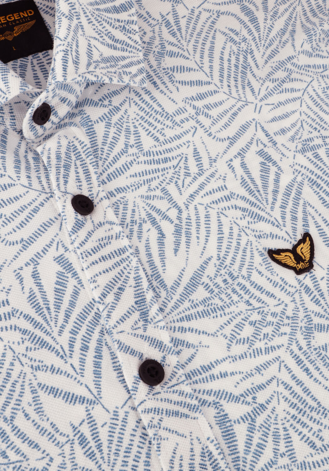 Lichtblauwe PME LEGEND Casual overhemd SHORT SLEEVE SHIRT PRINT ON PIQUE JERSEY - large