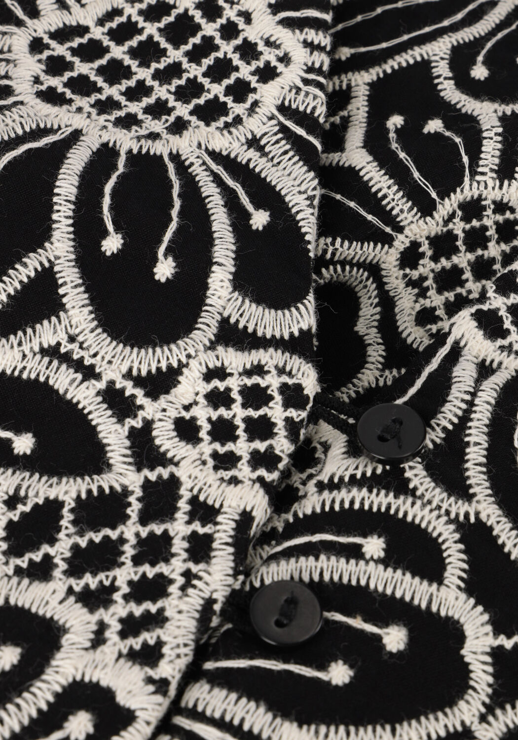 Zwarte MINUS Mini jurk MAILA V-NECK KNEE LENGHT EMBROIDERY DRESS - large